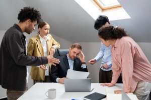 Workplace violence taking place between colleagues image